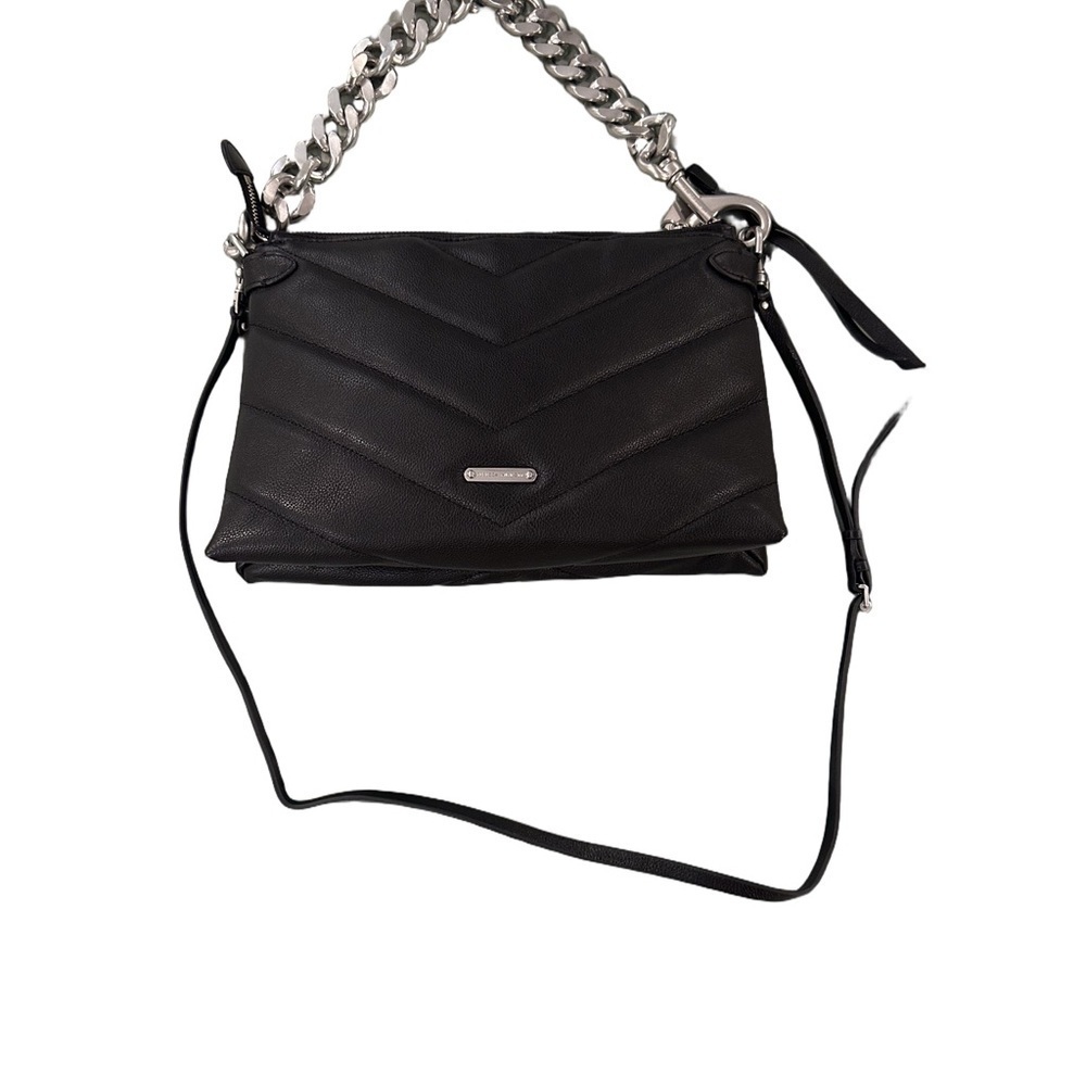 Rebecca Minkoff Black Silver Quilted Shoulder Bag